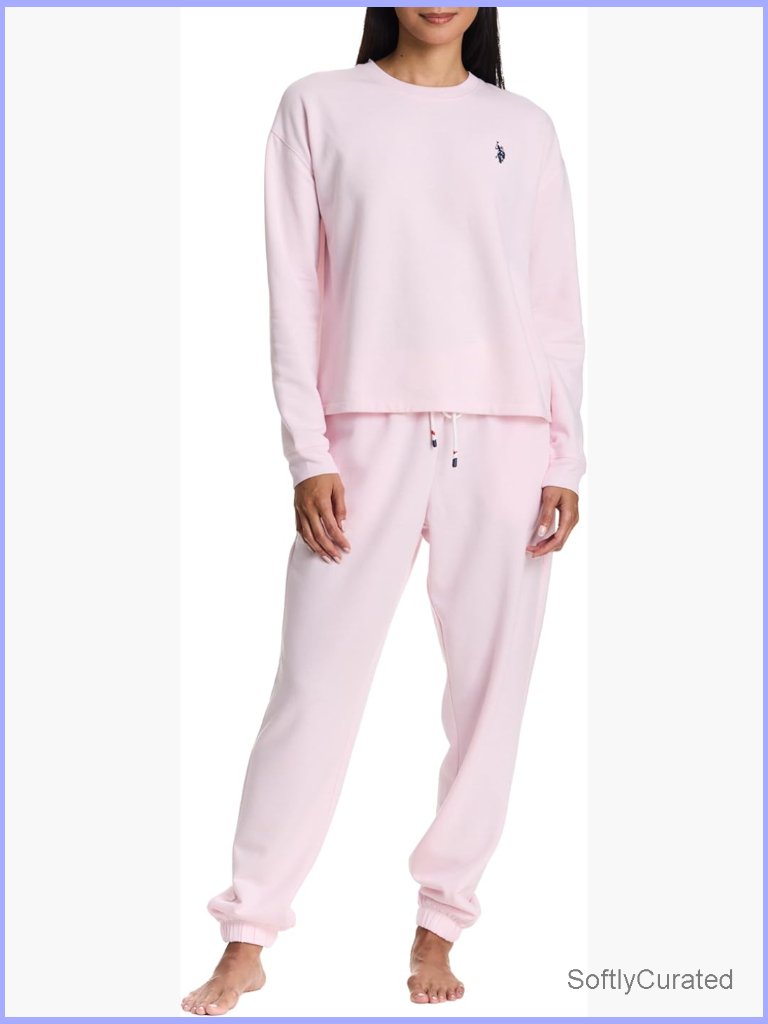 Women's 2-Piece Fleece Lounge Set - Sweatshirt & Jogger Pajama Set